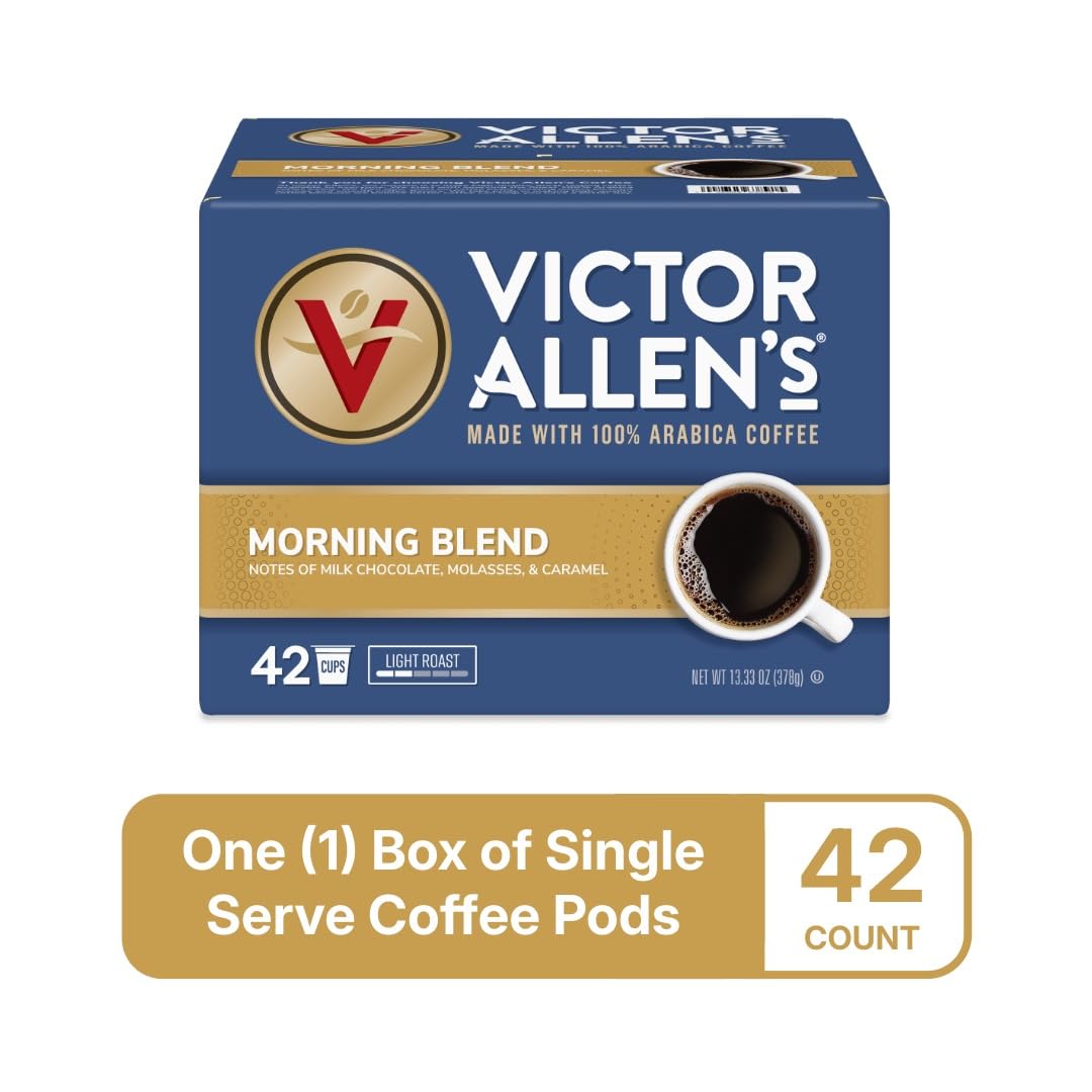 Victor Allens Coffee Morning Blend, Light Roast, 42 Count, Single Serve Coffee Pods For Keurig K-Cup Malt-Inspired