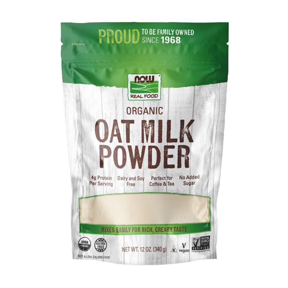 NOW Foods Organic Oat Milk Powder, Dairy & Soy Free, Vegan, Gluten Free, 12 Ounce, Off White, Model NOW05834