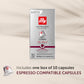 Illy Espresso Compatible compact pieces - Intenso Lungo Dark Roast - 10 Count - For Nespresso Coffee Machines