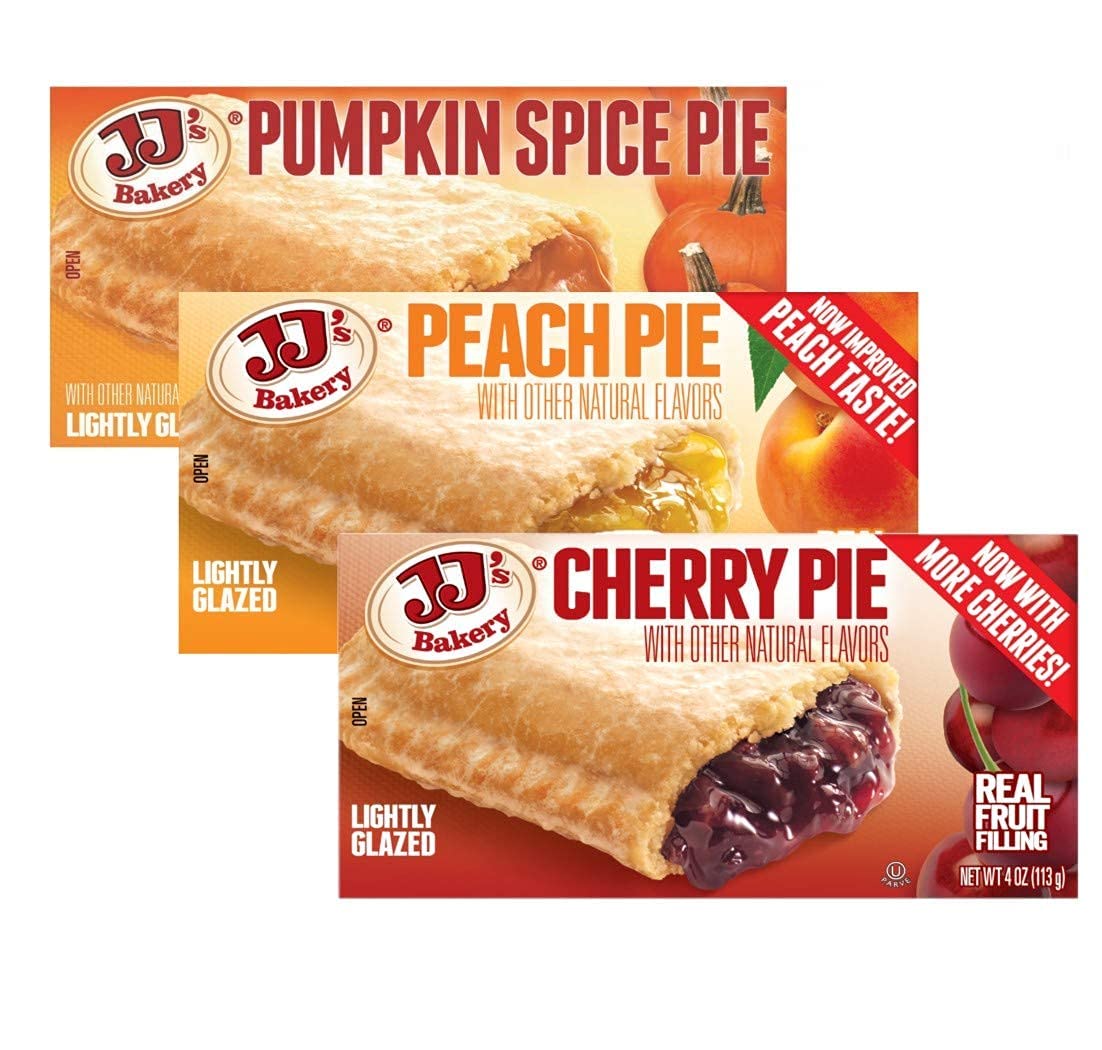 JJ s Bakery Snack Pie Variety Pack - Fresh Baked Fruit Pies Apple, Cherry, Chocolate, Lemon, Peach, Pie Crust Nut-Free Individu