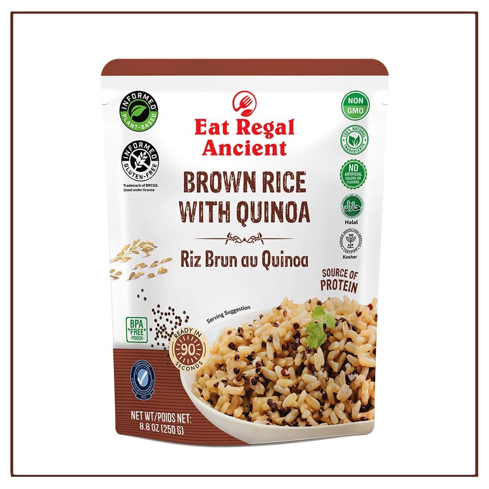 Eat Regal Ready to Eat Brown Rice with Quinoa Pack of 6, 8.8 Ounce | Microwaveable Ready to Heat | Easy Dinner Side | Healthy Si