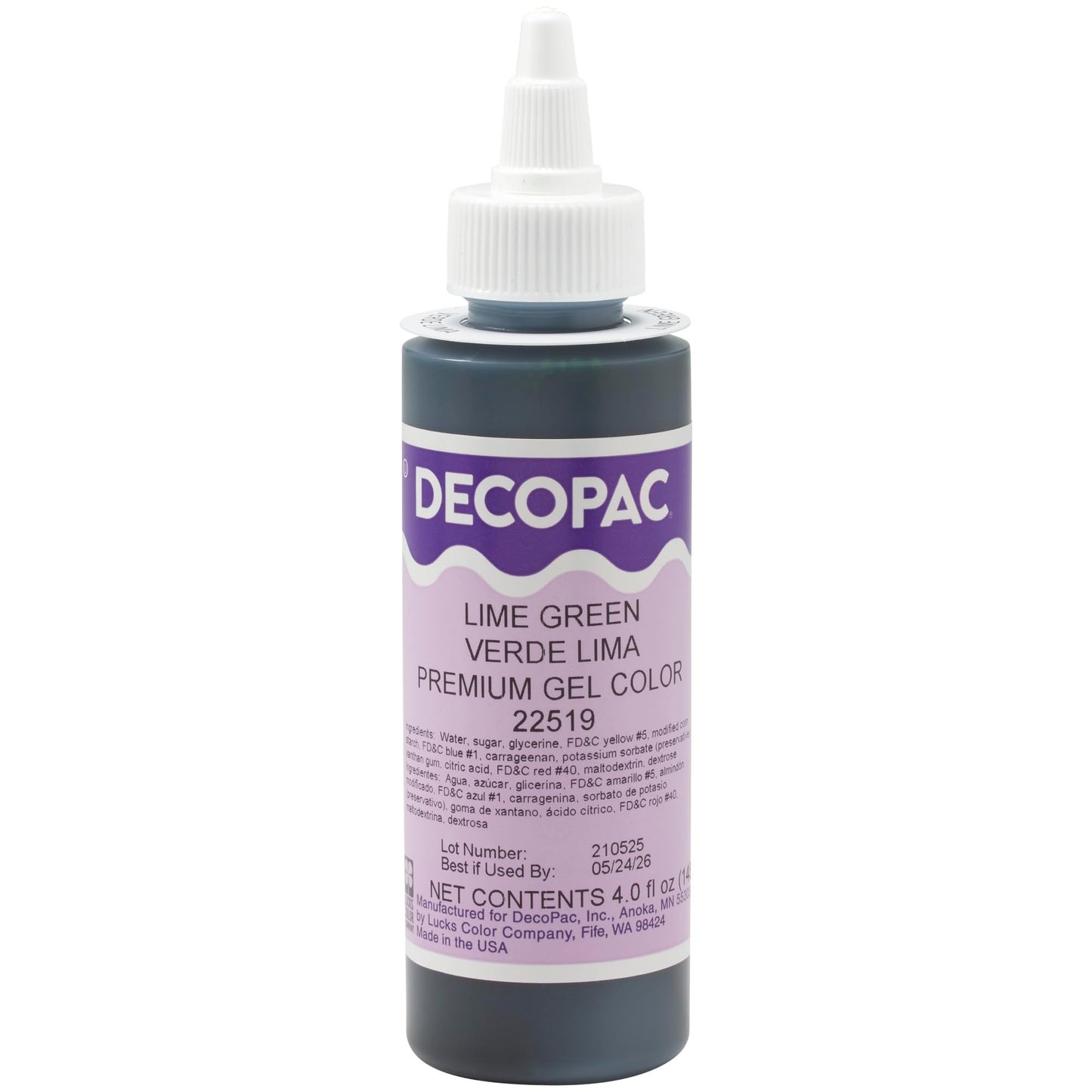 DecoPac Premium Gel Color Cake Decorations, Lime Green, 4 Fl Oz, Model 22519