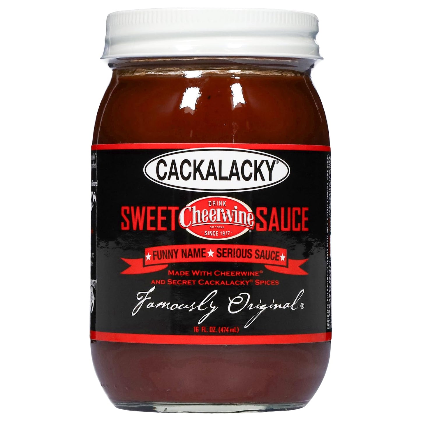 Famously Original Cackalacky Cheerwine Sweet Sauce - 3-Pack Of 16 Oz Jars - Gourmet Barbecue Sauce For Family Gatherings & Parti