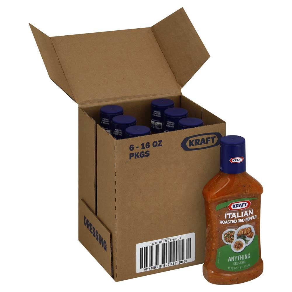 Kraft Roasted Red Pepper Italain Dressing and Marinade, 16 Ounce -- 6 per case.