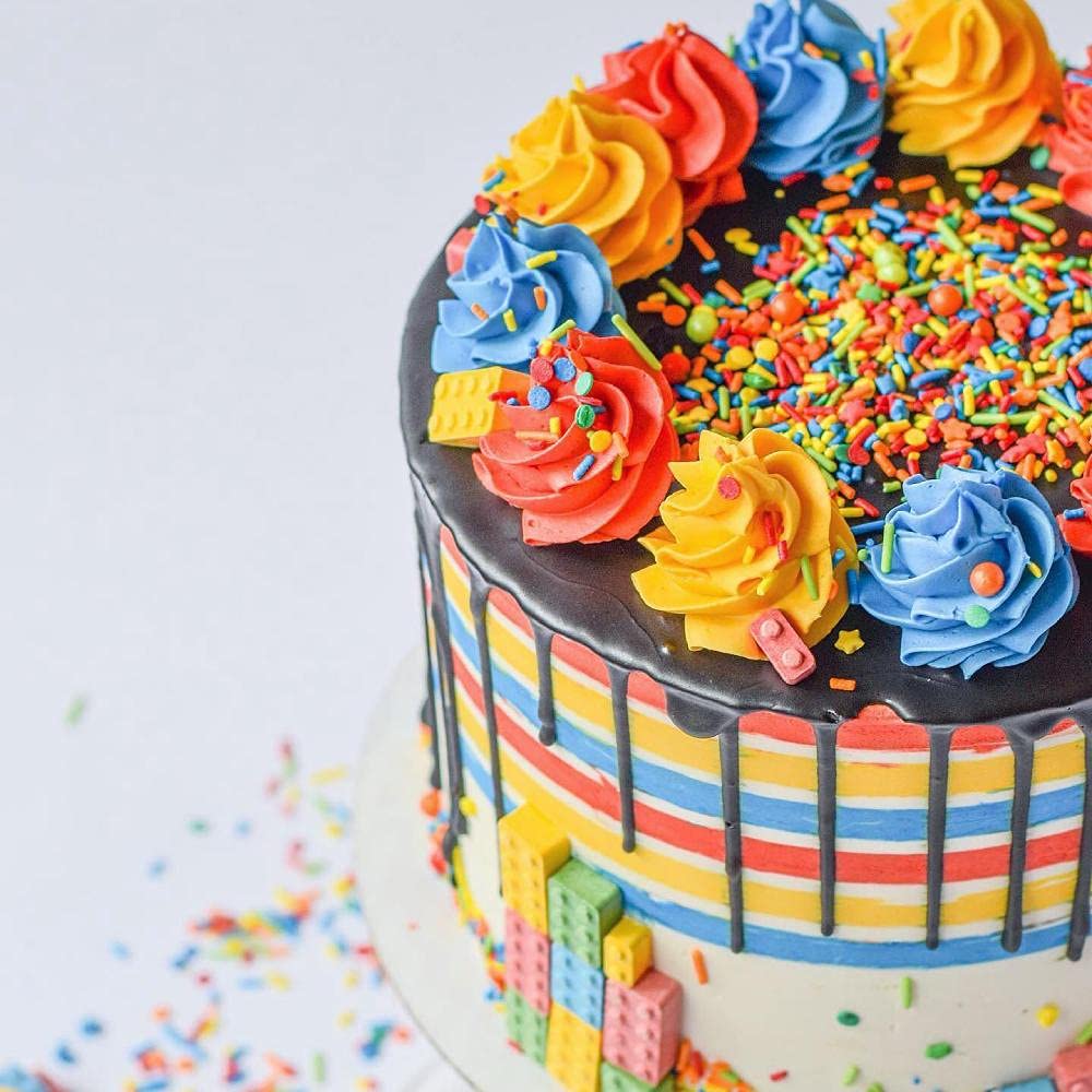 Rainbow Sprinkles For Cake Decorating, Baking Cookies, Cupcakes - Bright Colorful Rainbow Cake Sprinkles Decorations And Toppings In Jimmies, Nonpareils, Pearls, With Confetti And Star Quin Sprinkles
