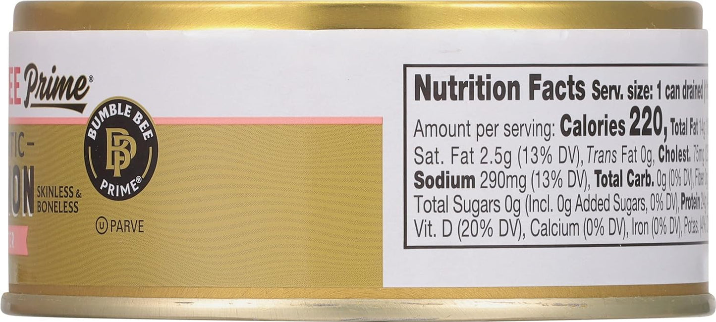 Bumble Bee Atlantic Salmon, 5 oz Can - Premium, Gluten Free, 24g Protein per Serving, Kosher