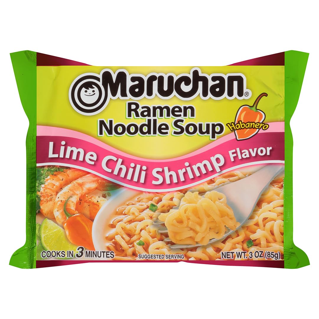 Maruchan Ramen Lime Chili Shrimp Flavor, 3.0 Oz, Pack Of 24