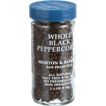 Morton & Bassett Whole Black Peppercorns, 2.1-Ounce Jar, Pack of 1