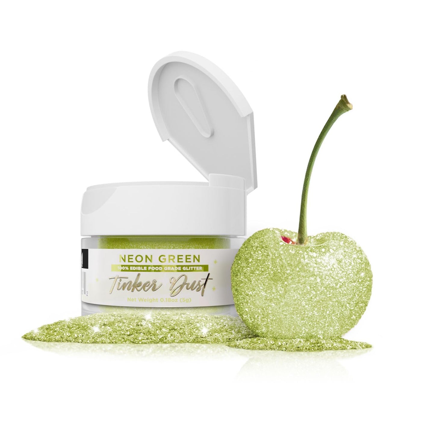 Bakell - Neon Green Tinker Dust (5g, 1x Jar) Edible Glitter for Food, Desserts, and Beverages!