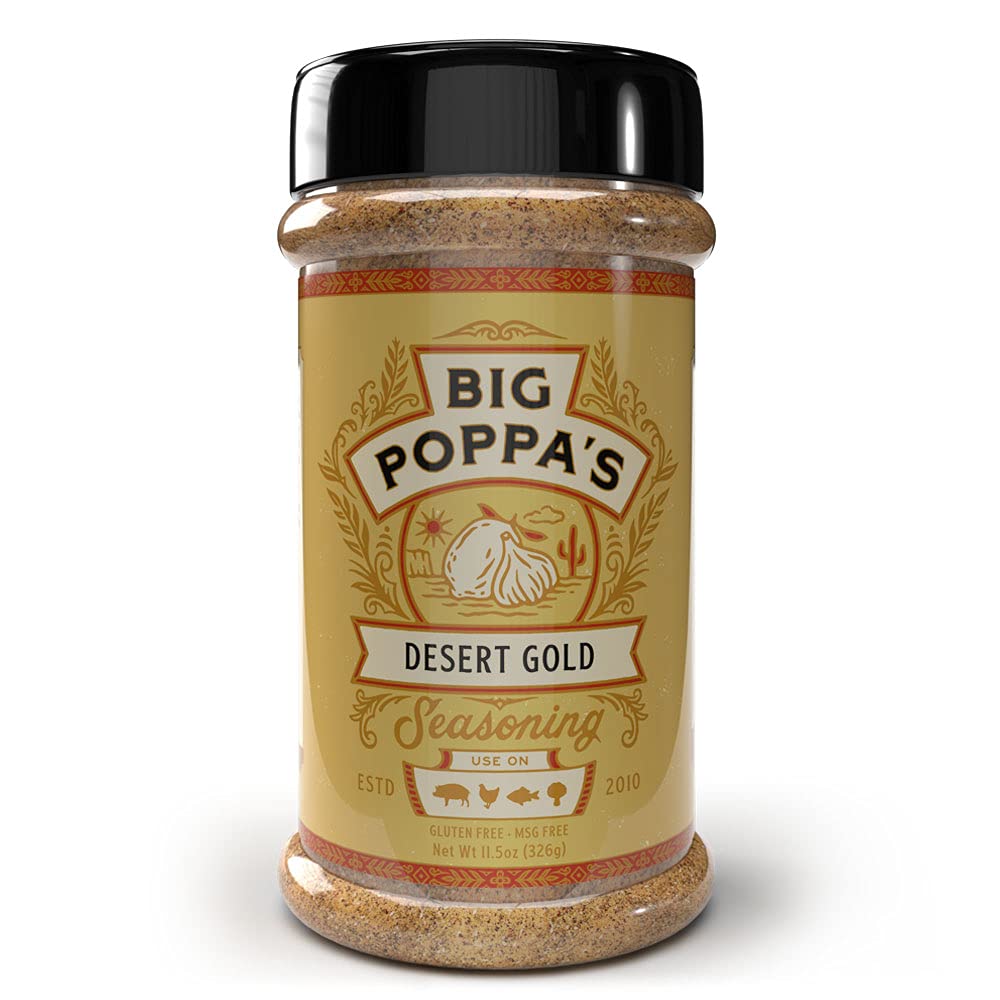 Big Poppa Smokers Desert Gold Seasoning - Lemon & Mediterranean Blend, Gluten-Free Spice Mix for Chicken & Fish, 11.5 Oz