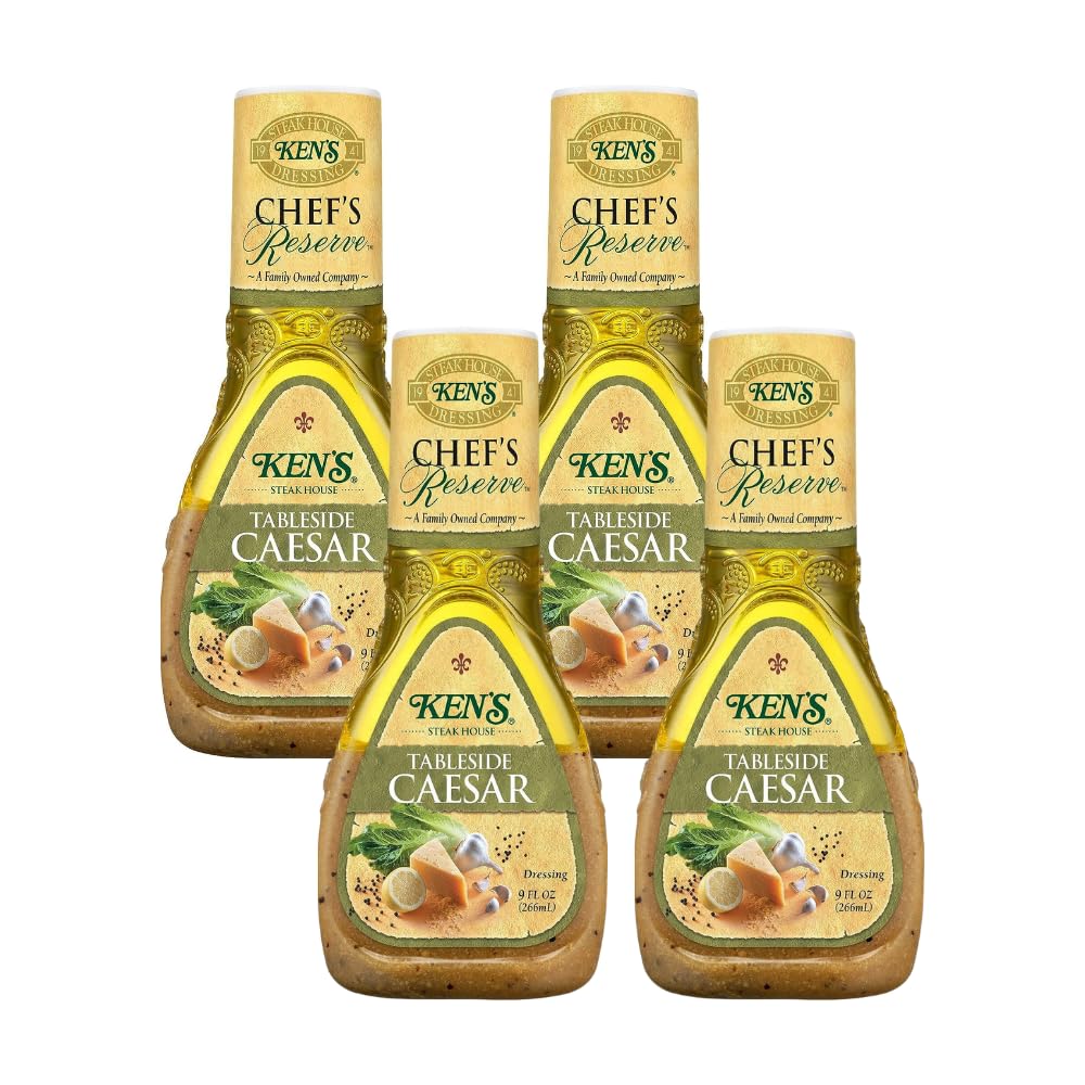 Kens Steak House Chefs Reserve Caesar Dressing, 9 Ounce (Pack of 4)