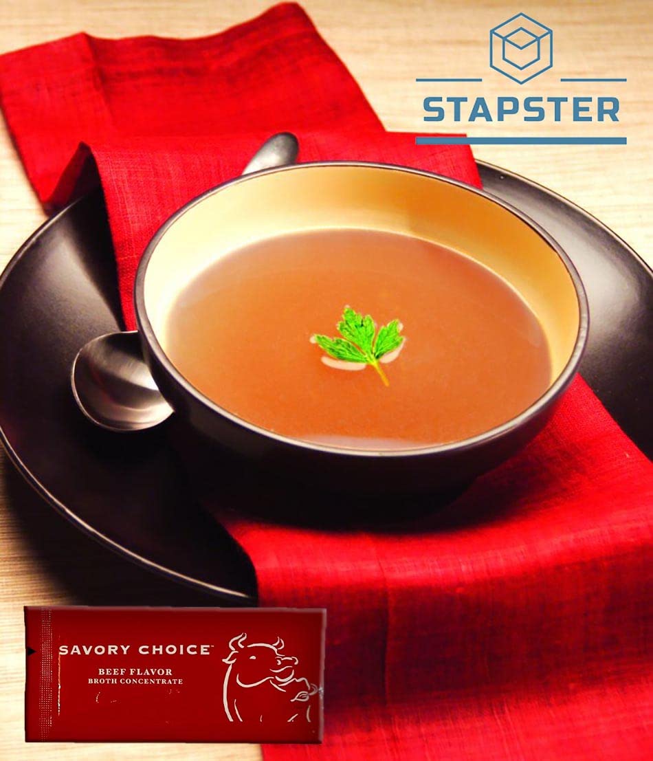 Stapster Savory Choice Reduced Sodium Beef Broth And Chicken Broth Concentrate 9.6 G - Meat Tastes Bundle Of 40 Pcs - 20 Pcs Of