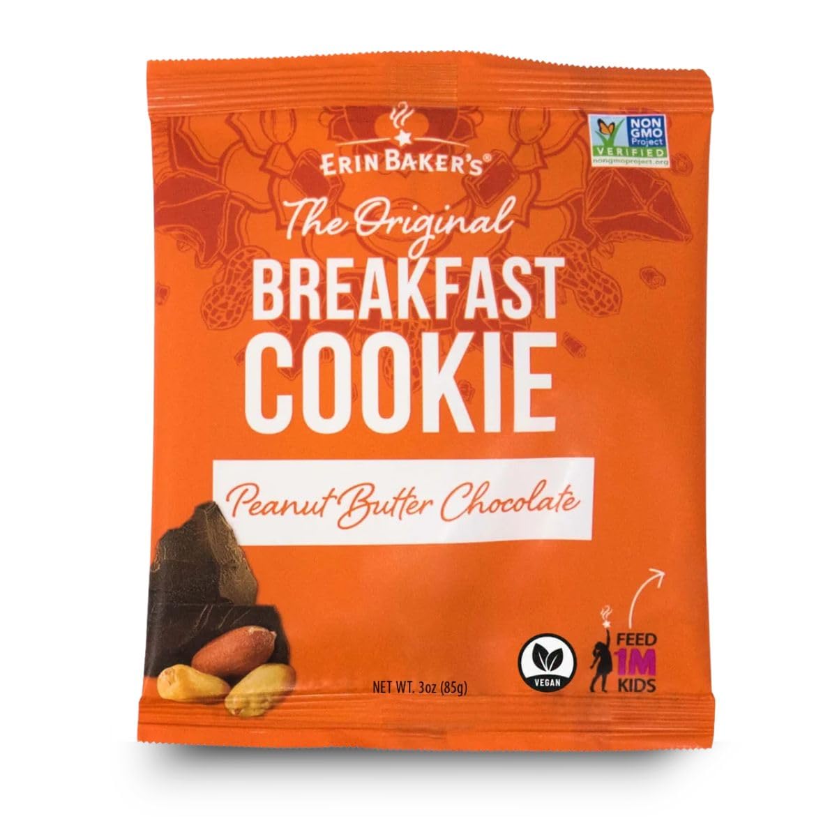Erin Baker'S Breakfast Cookies, Peanut Butter Chocolate, Whole Grain, Non-Gmo, 3-Ounce (Pack Of 12)