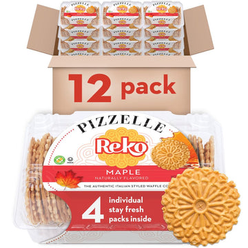 Reko Pizzelle Authentic Italian Style Waffle Cookie, Maple, 7 Ounce (Pack of 12)