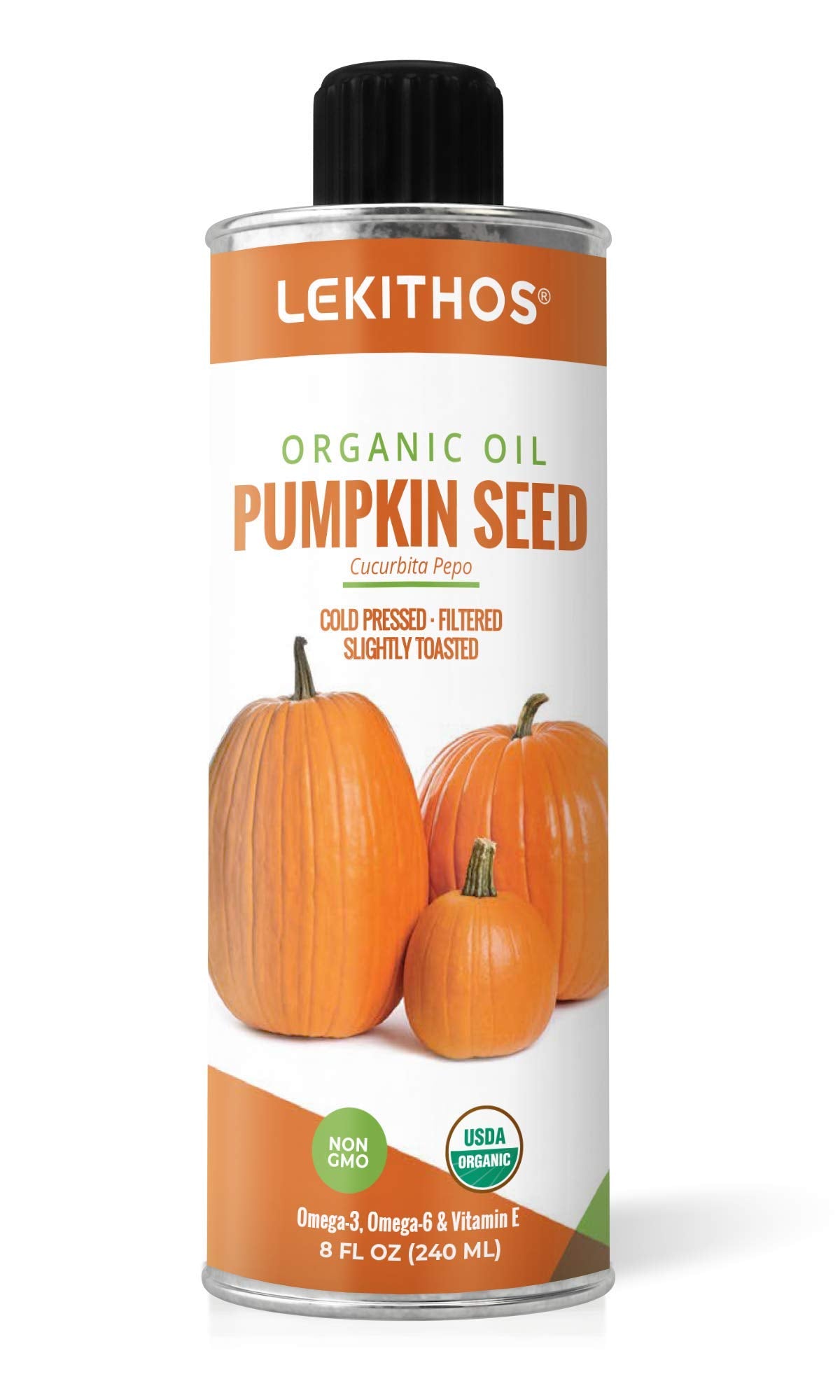 Lekithos Organic Styrian Pumpkin Seed Oil - Cold Pressed - Non-GMO - 8 fl oz