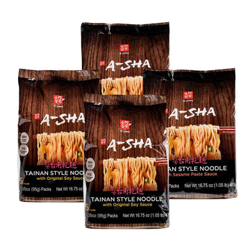 A-Sha Tainan Variety Pack (2 Flavors, 20 Count), Vegan, Air-Dried, 11g of Plant-Based Protein, Thin Sized Noodles