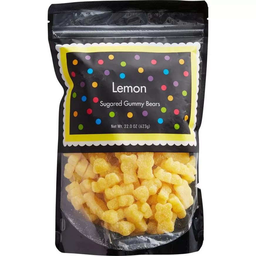 The Hampton Popcorn Company Yellow Gummy Bears, 22 oz Resealable Bag, Lemon Flavored Candy