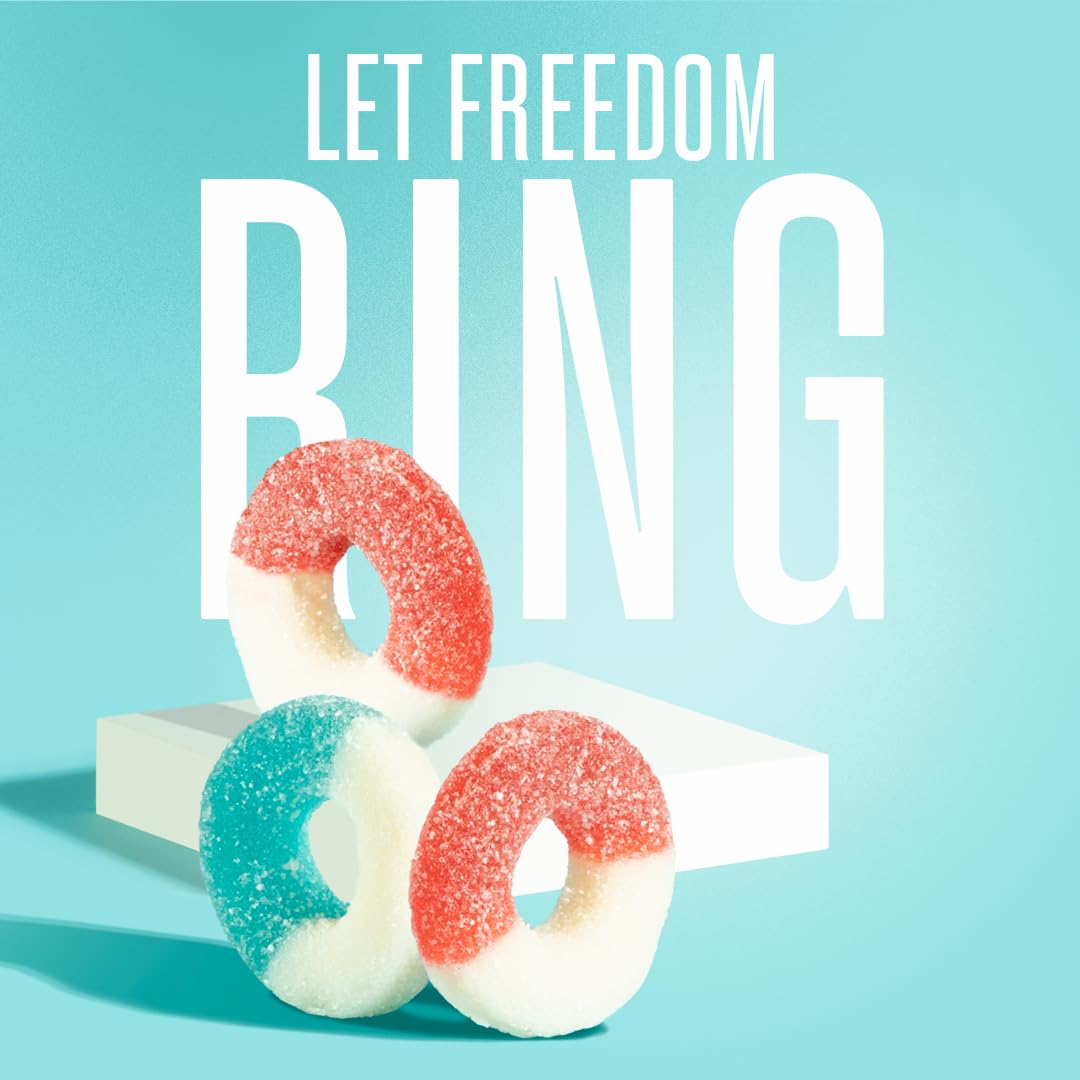 Albanese Worlds Best Gummi Freedom Rings | 4.5lbs of Candy | Gluten Free, Fat Free, Soft and Chewy Gummy Rings | Perfect for Pa