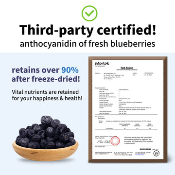 Frenature Freeze Dried Blueberry, 100% Natural Freeze Dried Fruits, Canada Grade A Whole Dried Blueberries, Camping Food & Healt