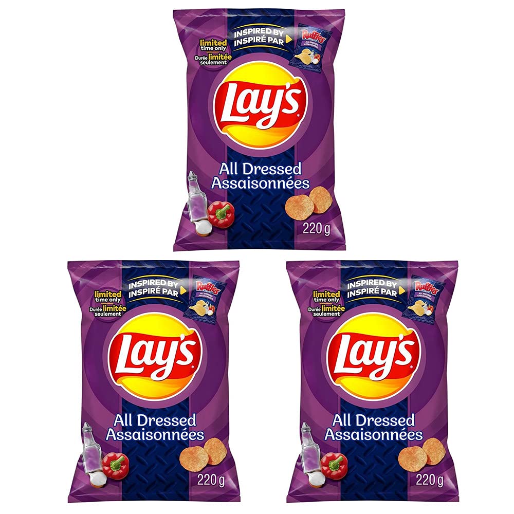 Lay'S All Dressed Flavoured Potato Chips, 220G/7.8 Oz., 3-Pack {Import
