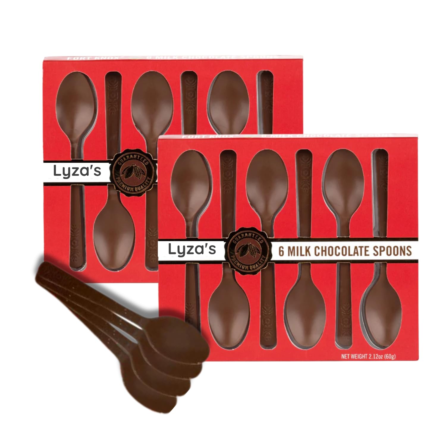 LYZAS SWEETS & TREATS Milk Chocolate Edible Spoons - Gourmet Cocoa Stirrers - Pack of 2 Gift Box