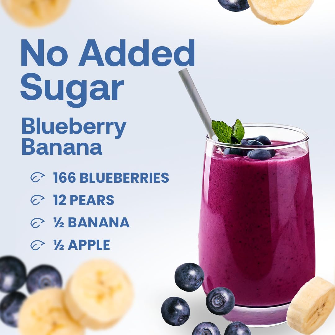 Dr. Smoothie 100% Crushed Blueberry Banana - No Added Sugar, Made With Real Fruits/Fruit Juice - Vegan, No Artificial Colors Or