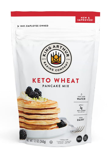 King Arthur, Keto Wheat Pancake Mix, Sourced Non-GMO, Certified Kosher, Keto Friendly, 12 Oz, Packaging May Vary (Pack of 6)