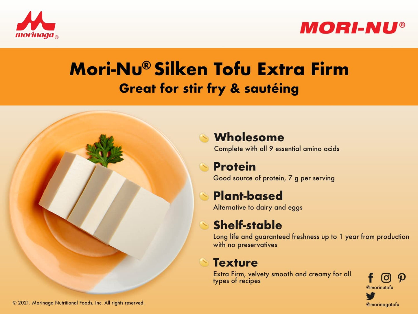Mori-Nu Silken Tofu Extra Firm | Velvety Smooth And Creamy | Low Fat, Gluten-Free, Dairy-Free, Vegan, Made With Non-Gmo Soybeans, Ksa Kosher Parve | Shelf-Stable | Plant Protein | 12.3 Oz X 3 Packs