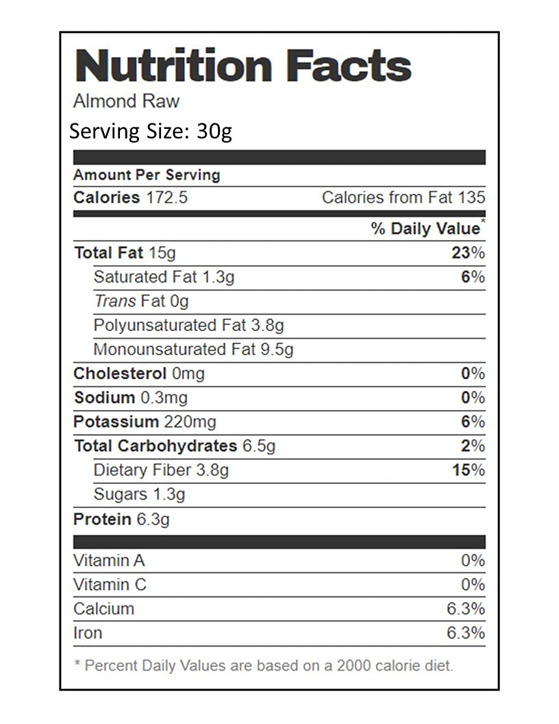 Aiva, Natural Whole Raw Almonds, Unsalted, No Shell - 5 Lb, Grown In The Usa, Raw Whole Almonds With Skin