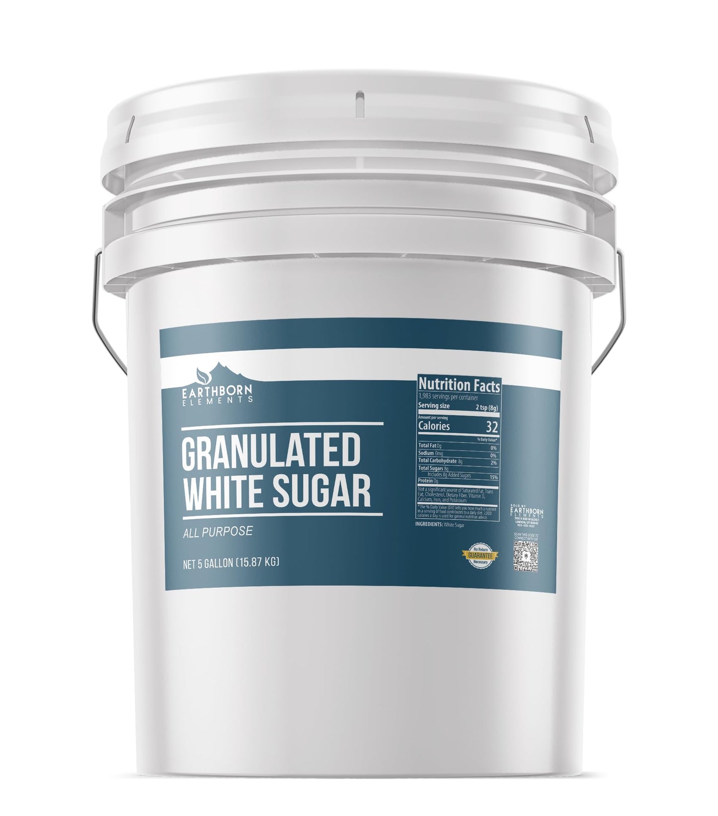 Earthborn Elements Granulated White Sugar 5-Gallon Bucket, Baking & Kitchen Staple, Non Gmo (35 Pounds)