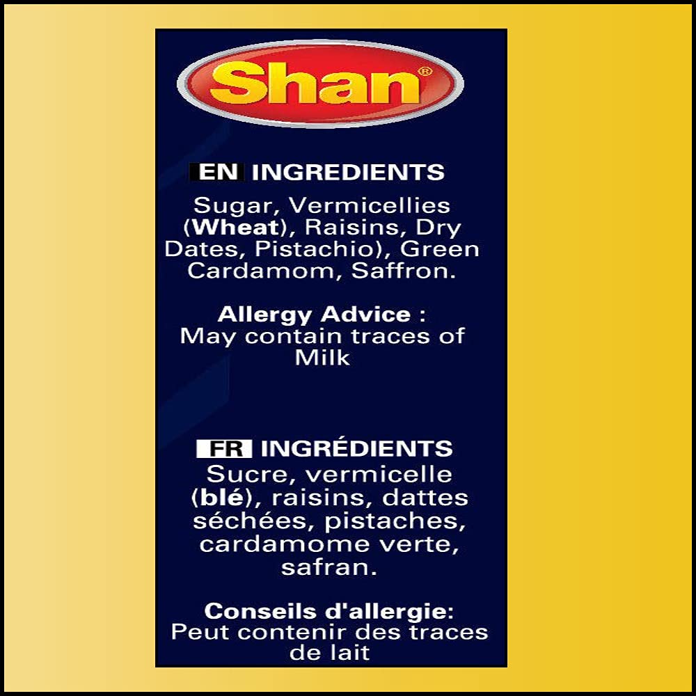 Shan Special Sheer Khurma Traditional Dessert Mix 3.5 oz (100g) - Powder for Vermicelli, Nuts, Raisin and Milk Pudding - Suitabl