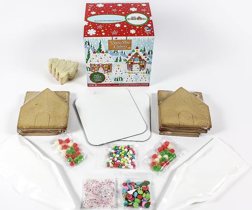 DIY Easy Build Gingerbread House Christmas Cookie Decorating Kit 2-Pack - Ready-to-Build Holiday Houses with Icing & Candy (52.6 Ounce)