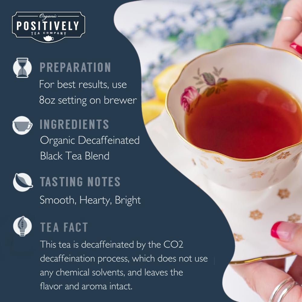 Organic Positively Tea Company Decaf English Breakfast Black Tea K-Cup Compatible 24 Pods