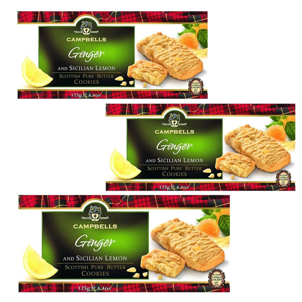 Campbells Shortbread with Ginger & Sicilian Lemon | Scottish Pure Butter Spice Cookies | Gourmet Food for Special Occasions | De