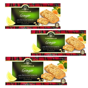 Campbells Shortbread with Ginger & Sicilian Lemon | Scottish Pure Butter Spice Cookies | Gourmet Food for Special Occasions | De