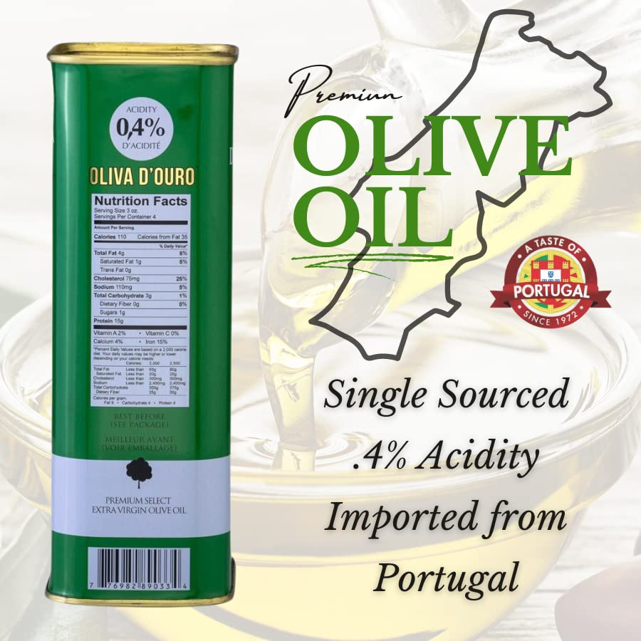 TASTE OF PORTUGAL Extra Virgin Olive Oil, Low Acidity 0.4%, 32 Fl Oz Tin, Light and Fruity