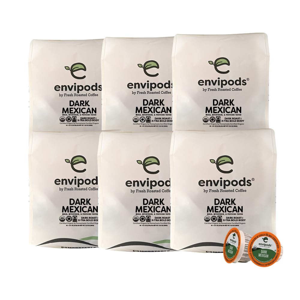 Fresh Roasted Coffee, Organic Dark Mexican Envipods | Mold & Myco 3Rd Party Tested, Bpi Compostable, Usda Organic, Kosher | Dark Rst 72 Ct Compatible With 1.0 & 2.0 K Cup Malt-Inspired