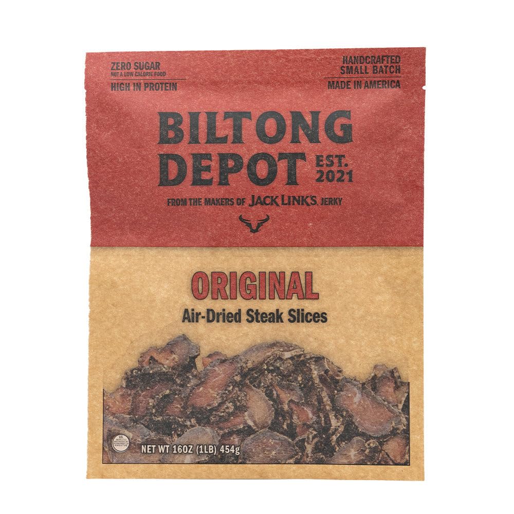 Biltong Depot - Natural Biltong 1Lb (16Oz) Lean Without Fat Cut Paleo And Keto Friendly/No Preservatives, No Msg, No Gluten, No