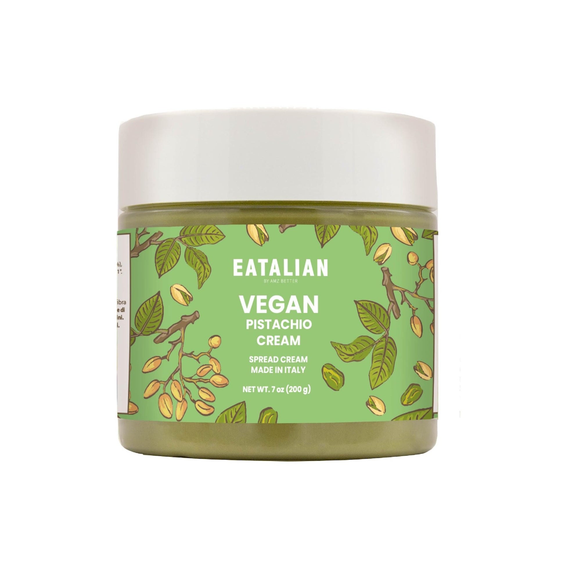 EATALIAN by AMZ BETTER Vegan Pistachio Cream, 7 oz/200 gr, Delicious vegan spread with a uniquely sweet taste, ideal on bread, p