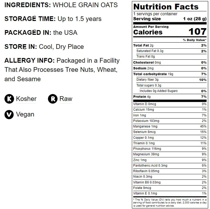 Food to Live Quick Cooking Rolled Oats, 25 Pounds - One Minute Oatmeal, Whole Grain, Instant Meal, Dry Thin Flakes, Uncooked, Ra