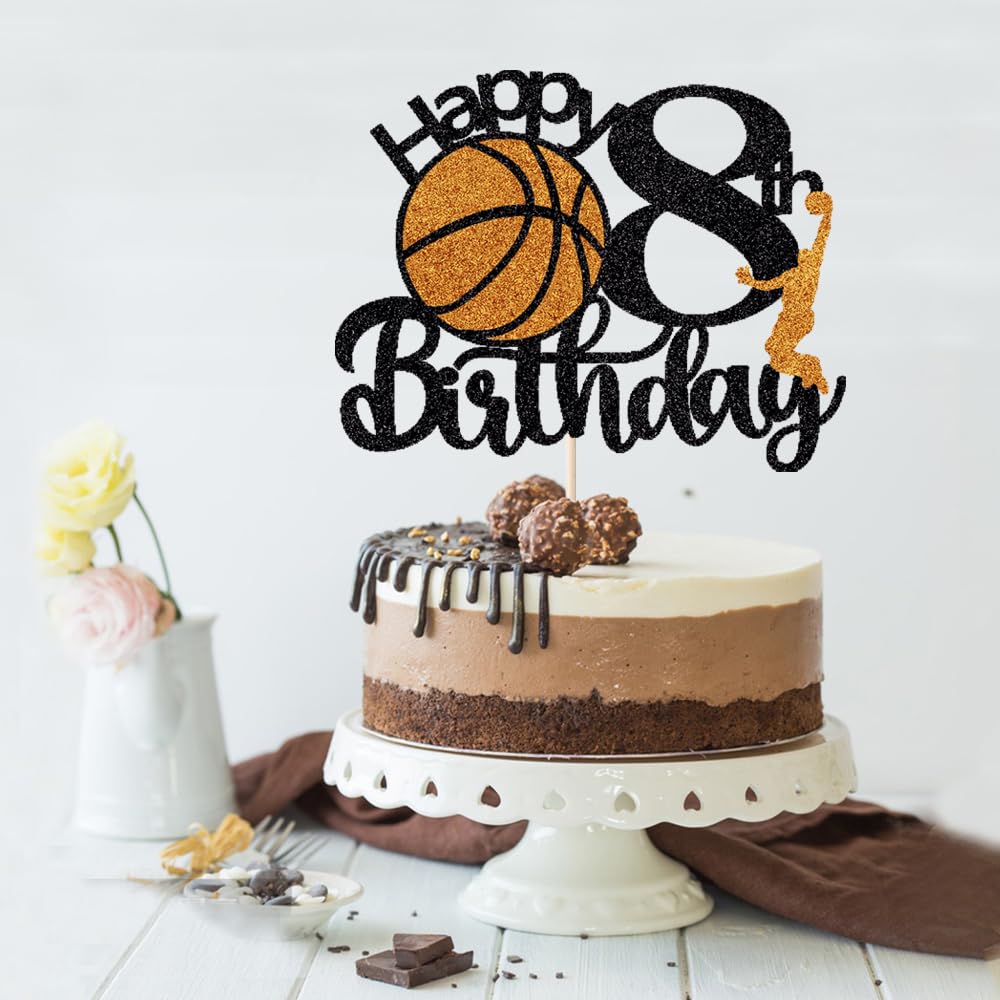 Crseniny Basketball Cake Topper - 8th Birthday Party Decorations, Kids Sports Theme, Suitable for Boys and Girls