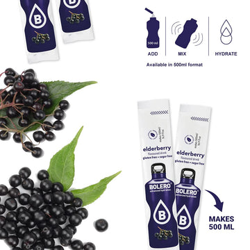 BOLERO Sugar Free Drink Mix Packets, Elderberry Flavor, 36 Single Sticks, 1.3 Ounce (Pack of 3)