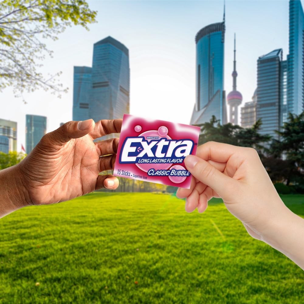 EXTRA Classic Bubble Sugar Free Chewing Gum  15 Sticks (3 Pack)