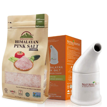 WBM LLC Natural Himalayan Pink Salt With Ceramic Salt Inhaler  1.7 Lb