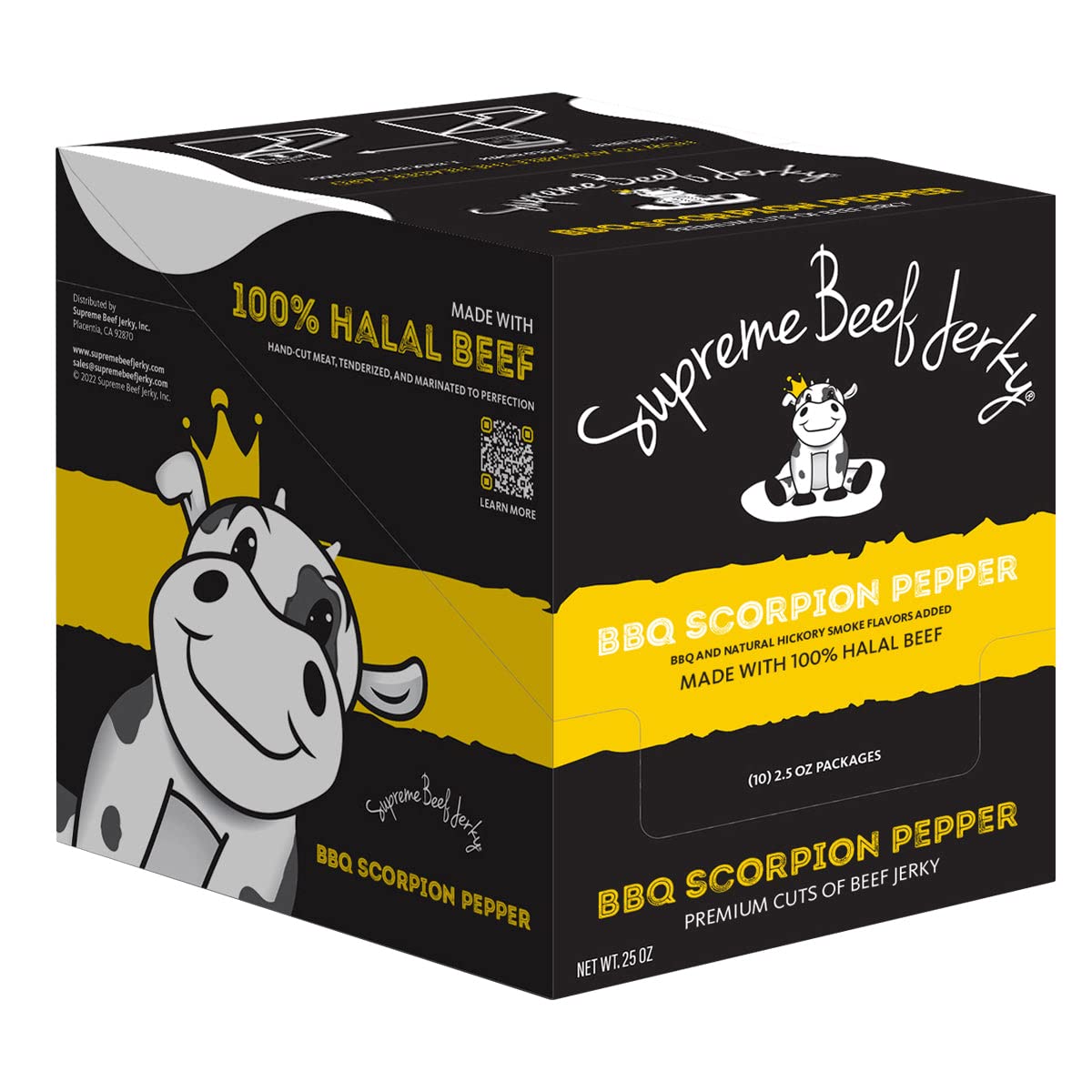Supreme Beef Jerky, Halal Beef Jerky, Zabiha Halal Certified Beef, Handcrafted Gourmet Meat Snacks, 2.5 Oz Bbq Scorpion Pepper,