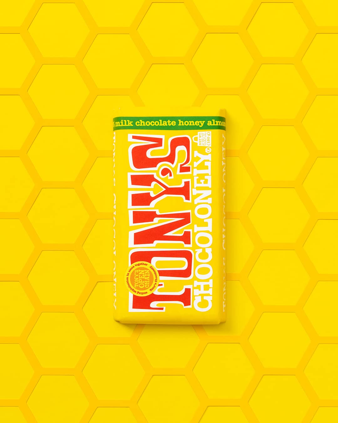 Tonys Chocolonely Belgian Milk Chocolate Honey Almond Nougat Candy Bar for Snacks, Chocolate Bar for Party Favors, Gifts, or Gif