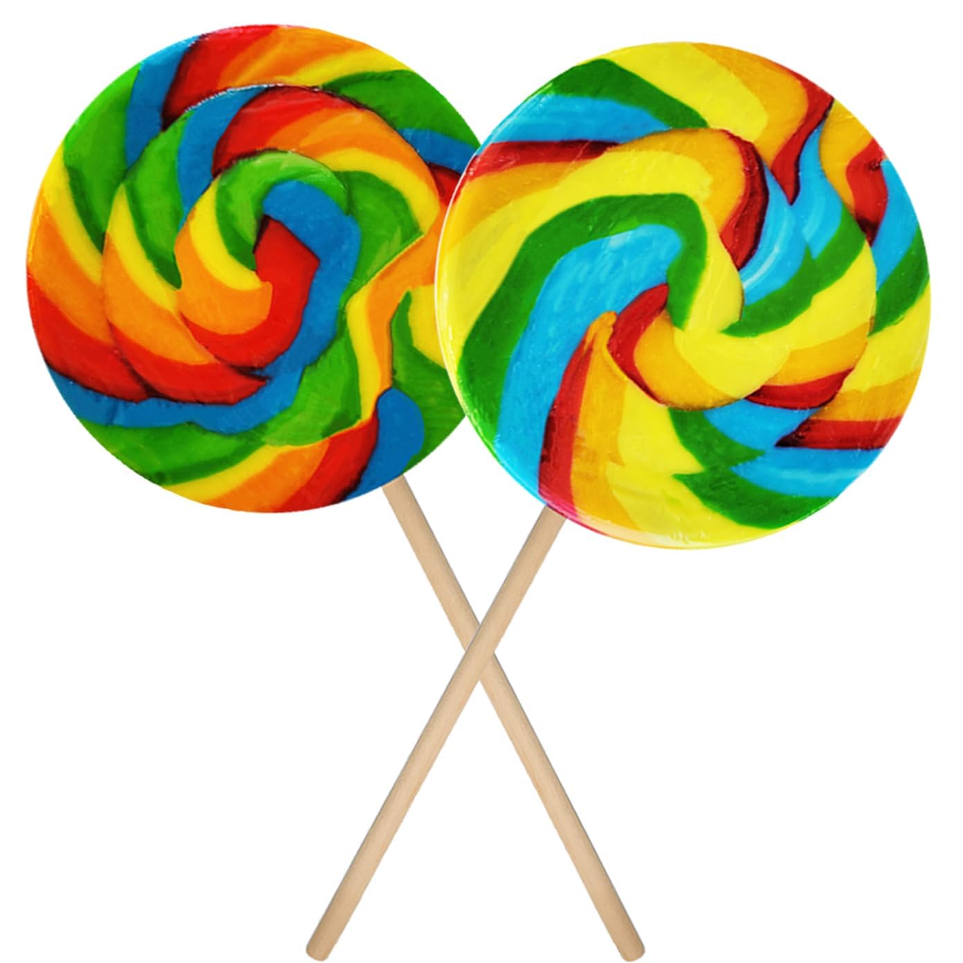 Fruidles Jumbo Rainbow Twists and Swirls Lollipop Mix, Mixed Fruit Flavor, 10 & 8.5, Individually Wrapped, 24-Pack