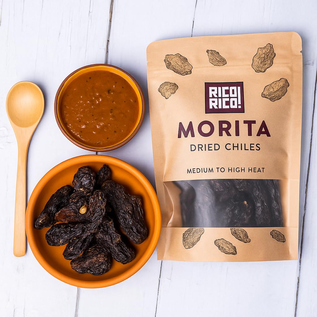 Rico Rico Dried Chipotle Peppers 4 Oz - Enhanced Smoked Morita Chili Peppers, Medium To High Heat & Smoky Flavor For Mexican Recipes, Resealable Bag
