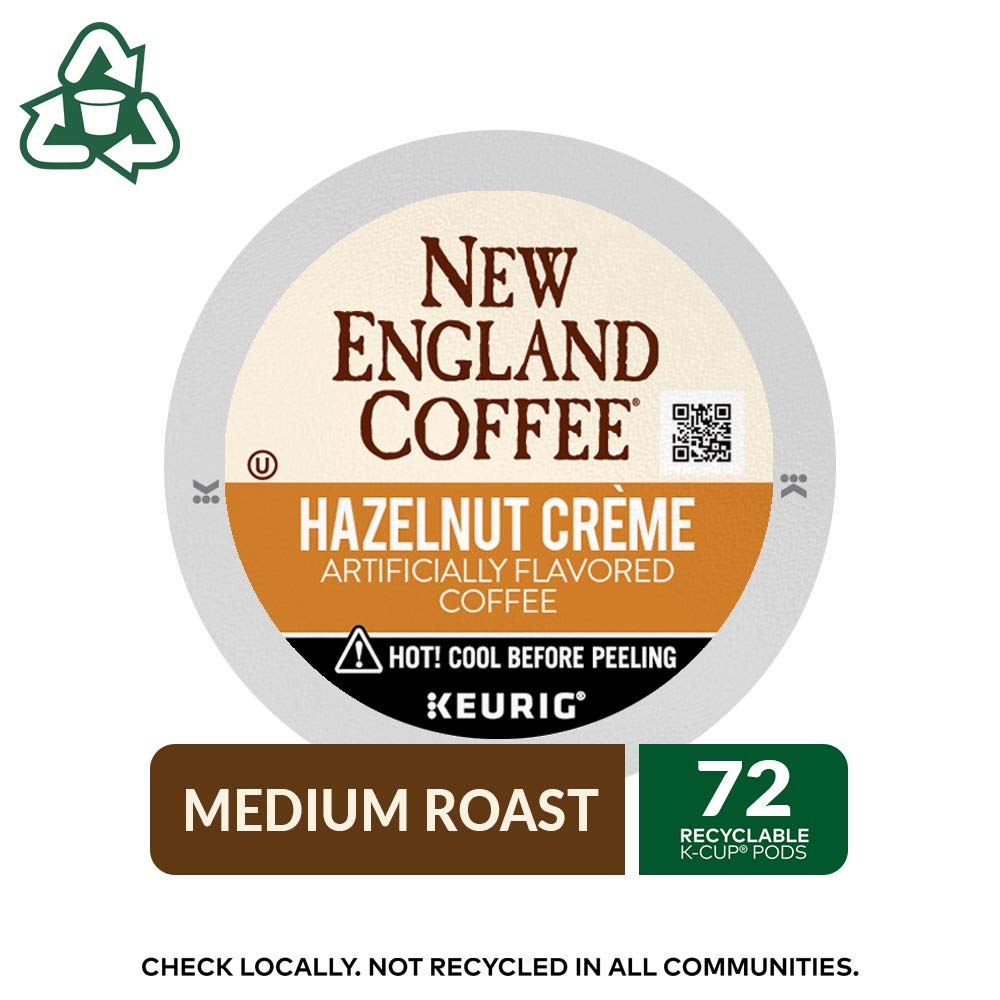 New England Coffee Hazelnut Crme Medium Roast Single Serve Pods, 12ct Box (Pack of 6)
