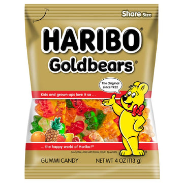 Haribo Gummi Candy, Goldbears, 4 Oz., Pack Of 12